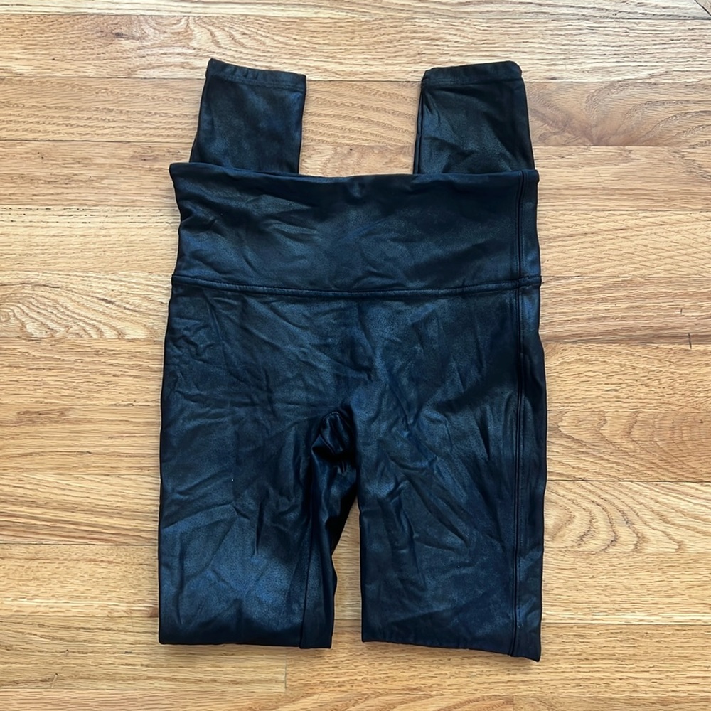 SPANX Faux Leather Leggings Black, Size Small